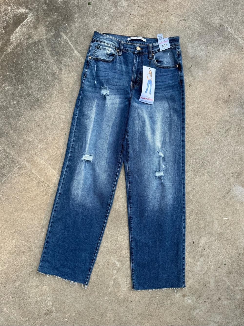 Celebrity Pink Blue Distressed Relaxed Jeans